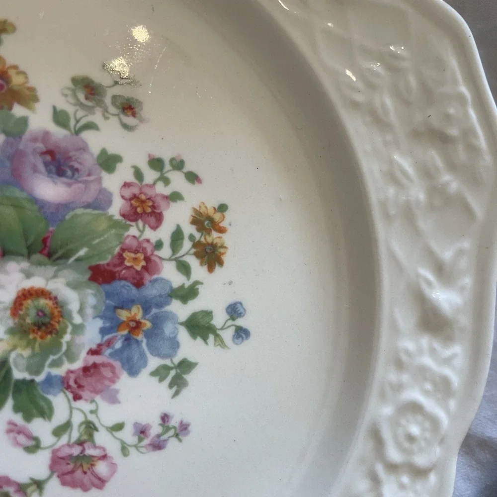 5 Briar Rose by‎ Salem SLM46 Embossed Rim Floral Motif Ivory 6